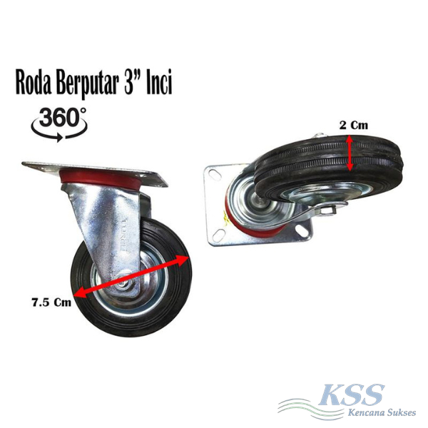 PROMO GROSIR Roda Etalase 3 inch / Roda Trolley Troli Ban Hunter 3" Inci / Roda Karet Hitam Hidup Be