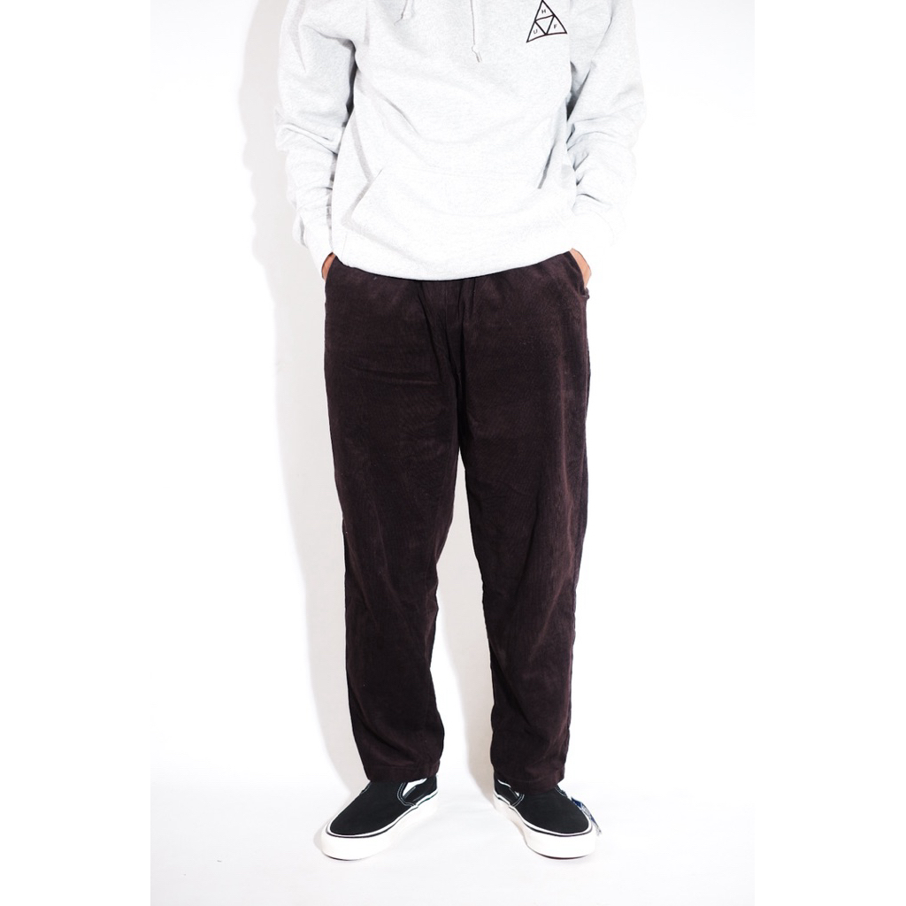 GU by Unql Corduroy Relaxed Pants Dark Brown | Celana Santai Corduroy Pria
