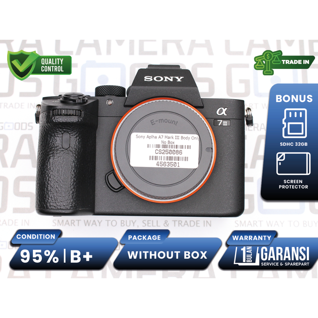 Kamera Sony Alpha A7 III Full Frame Camera Digital Mirrorless Second Bekas Grade B+ / Sony A7III - C