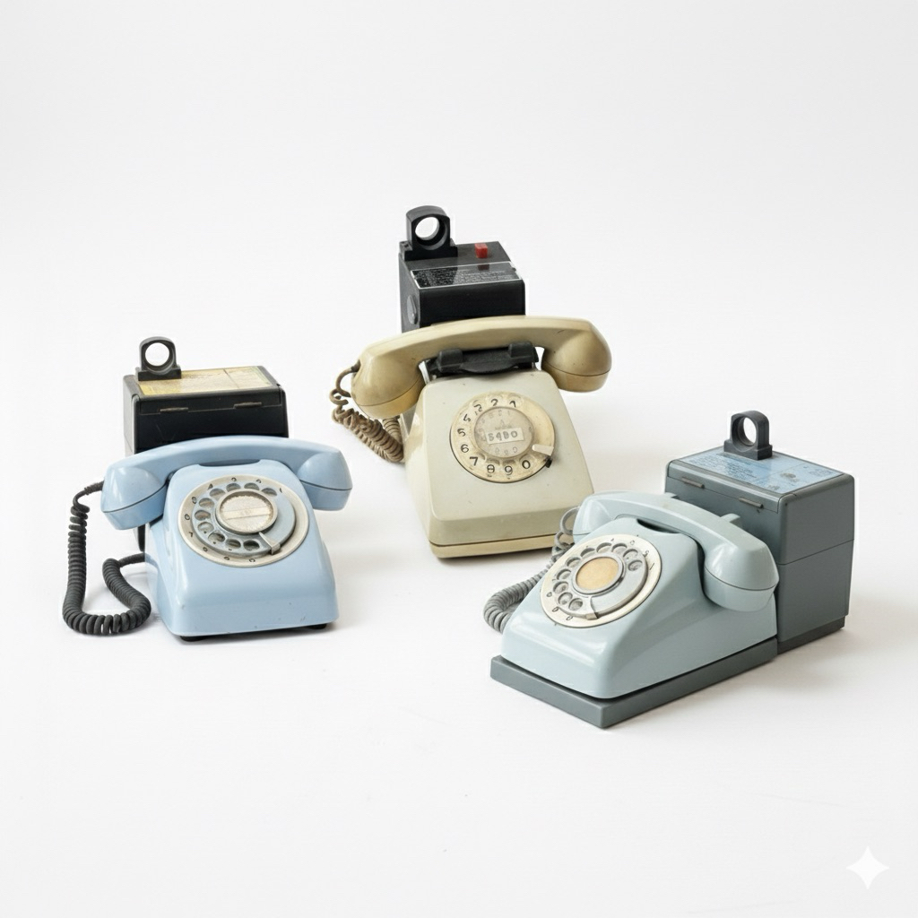 Telepon Putar Vintage Biru Kantor Jadul