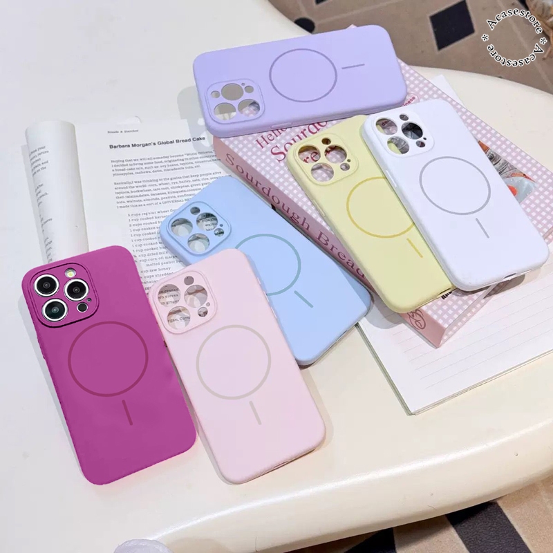 (1) Case Casing Magnetic Magsafe Bludru Silicone Compatible For Iphone 11 12 13 14 15 16 16e  17 Pro