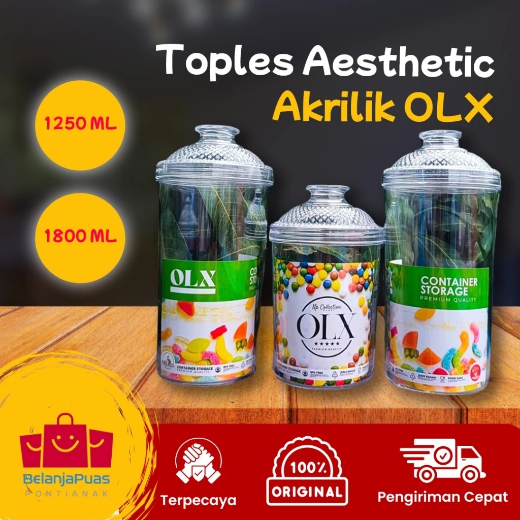 TOPLES ACRYLIC OLX 1800 ML / TOPLES KUE ISI 6PCS / TOPLES LEBARAN / TOPLES KUE KERING FOOD GRADE BAT