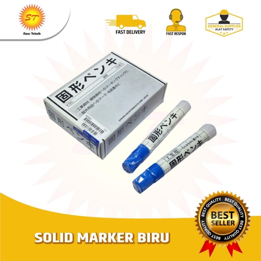 Solid Marker Sakura | Solid Steel Marker Sakura Biru | Spidol Penanda Besi Permanent