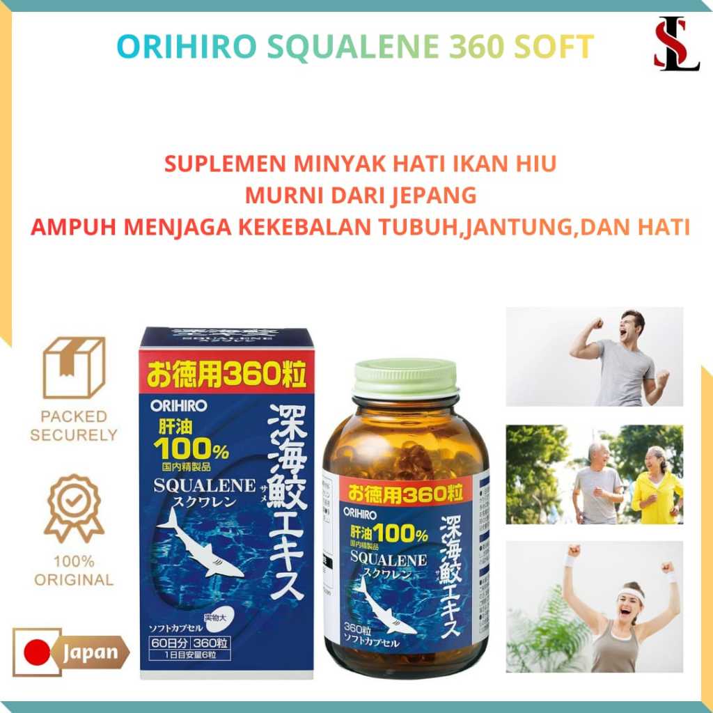 Orihiro Squalene 360 Softgell / Orihiro Deep Shark Extract Squalene liver Oil / Minyak Ikan Jepang