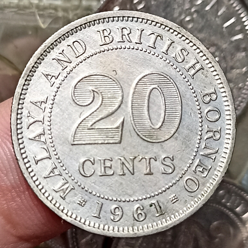 Koin Kuno Malaya and British Borneo (British Malaysia) 20 Cents - Elizabeth II Tahun 1961