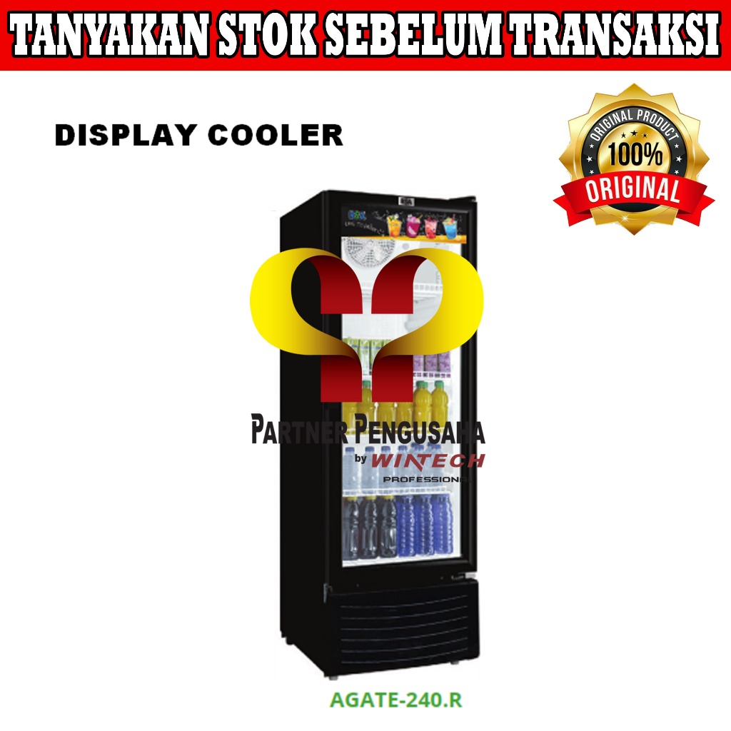 RSA AGATE-240.R Showcase Kulkas Display Kaca Pendingin Minuman 4 Rak
