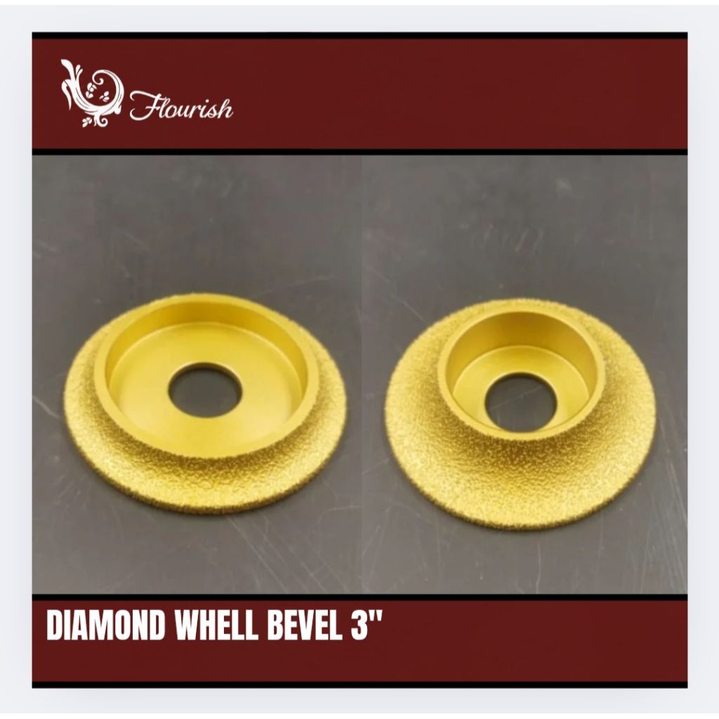 Florish Diamond Bevel Granite Keramik Marmer Pinggul Geranit 3"