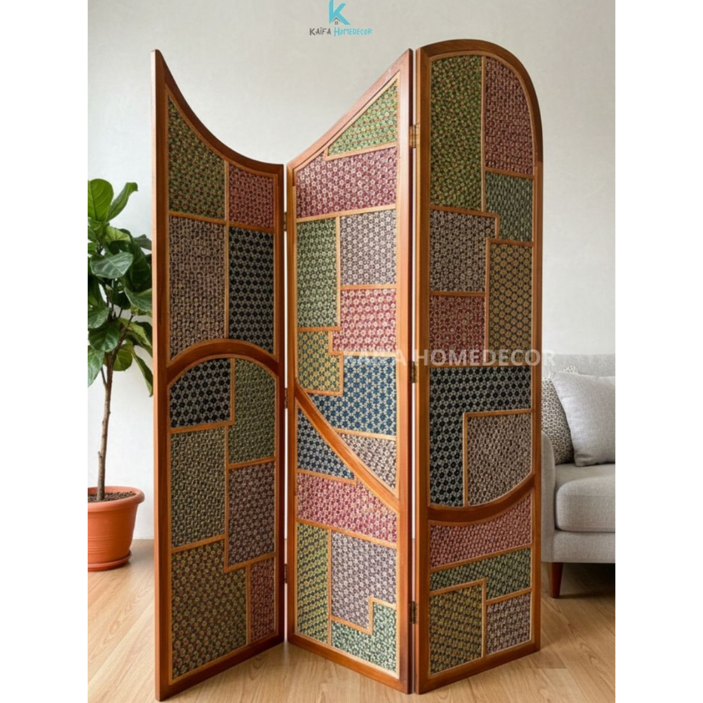 Sketsel Anyaman Bambu 3 Pintu | Partisi Anyaman Bambu