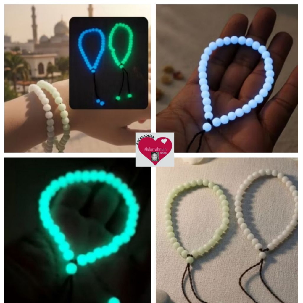 GELANG TASBIH BATU FOSFOR 6mm/33butir ORIGINAL NATURAL OPOLITE STONE