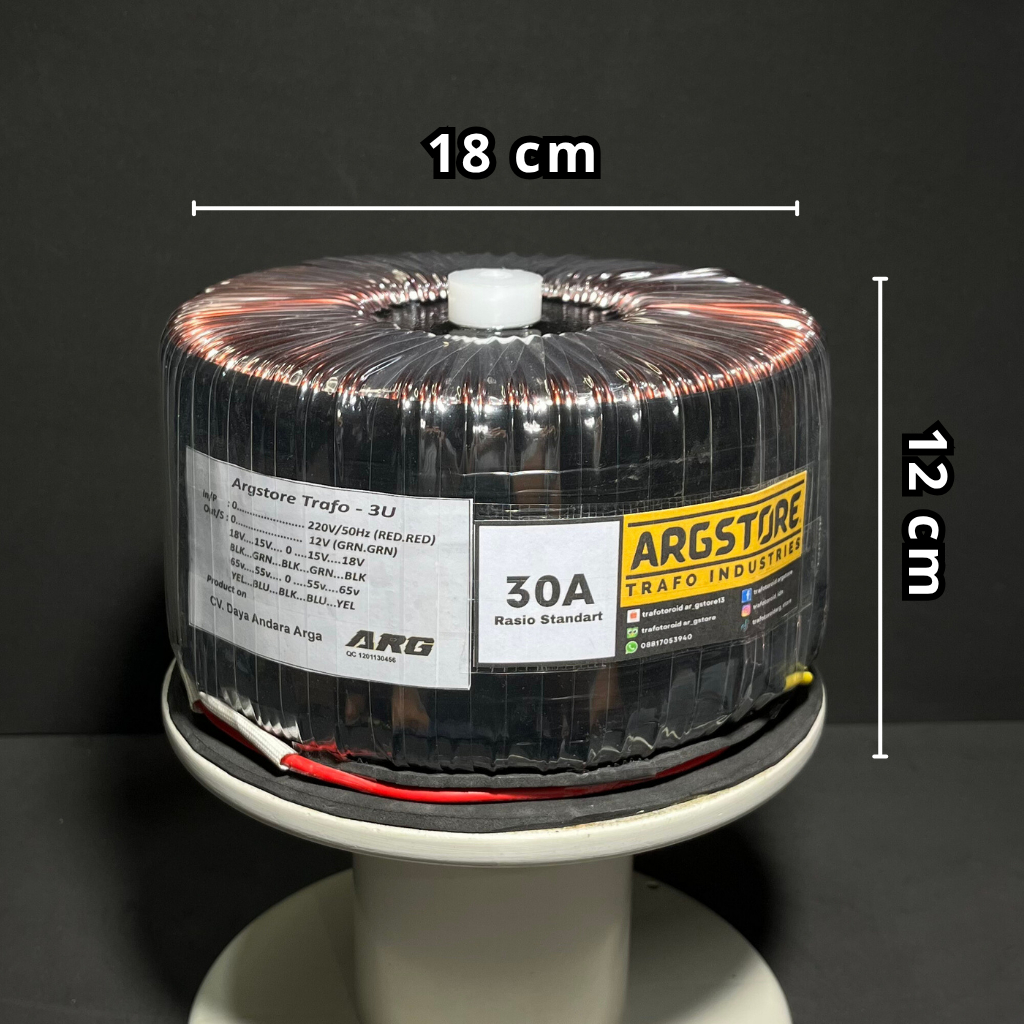 Trafo toroid donat 30A 65V - 55V CT (murni) ARG