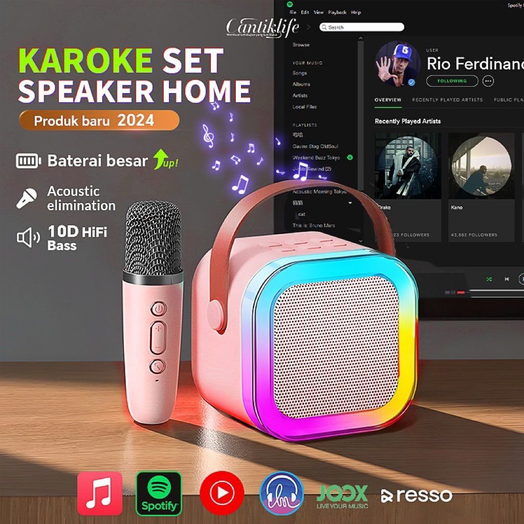 SPEAKER MINI KARAOKE RGB MURAH BASS|SPEAKER PORTABLE 1 MIC