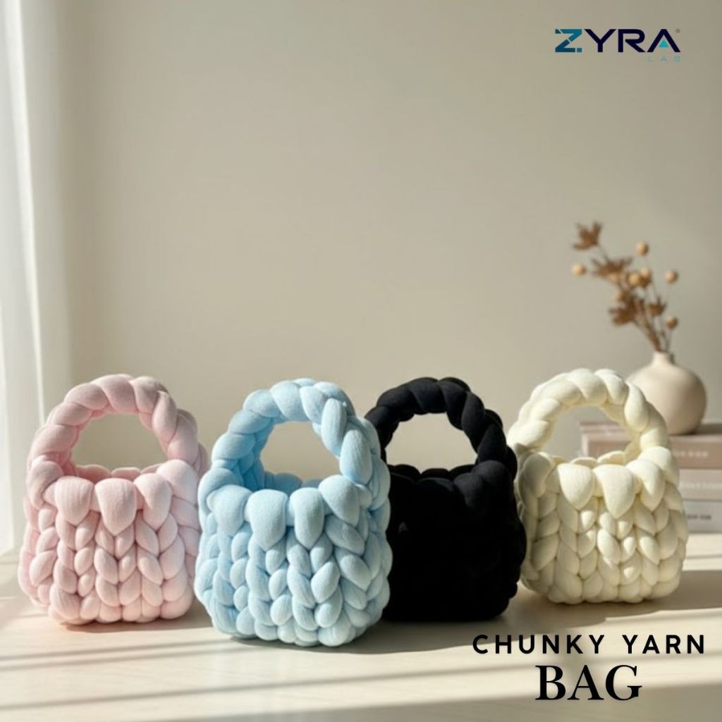 Zyra Lab Chunky Bag Velvet Yarn Cloud / Tas Chunky Mini Korean Style