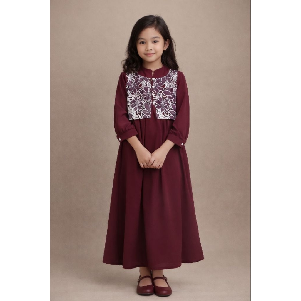 GAMIS LEBARAN ANAK PEREMPUAN BORDIR ELEGANT