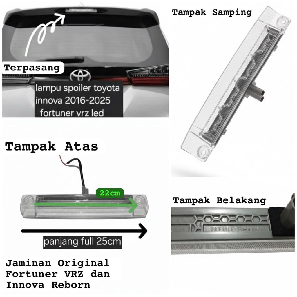 lampu spoiler belakang toyota innova reborn fortuner vrz light back spoiler inova 2017 2018 2019 202
