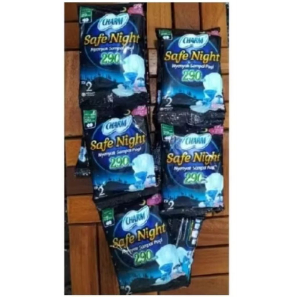 Pembalut Malam Charm Safe Night Wings 29cm dengan Sayap Fleksibel