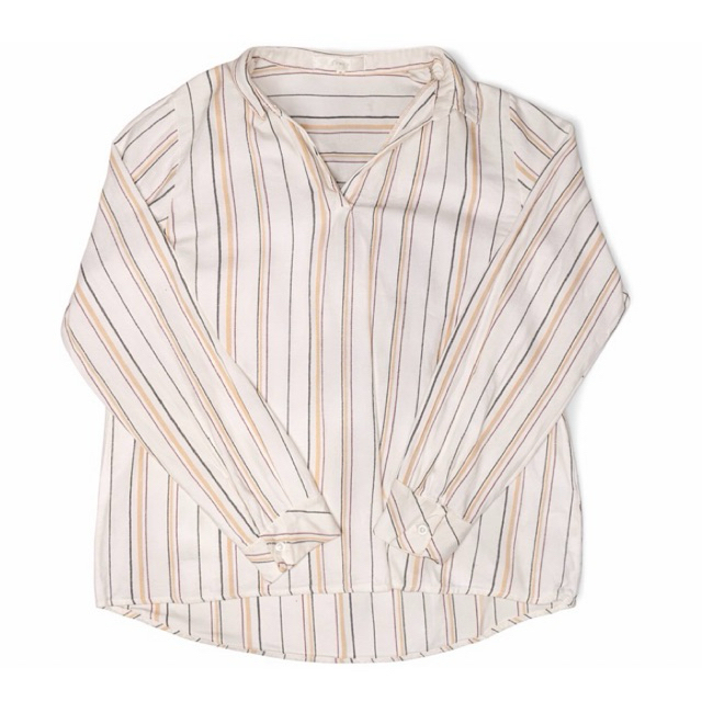 Preloved atasan Blouse Kemeja Wanita Motif Garis Merk Grove (Size M)