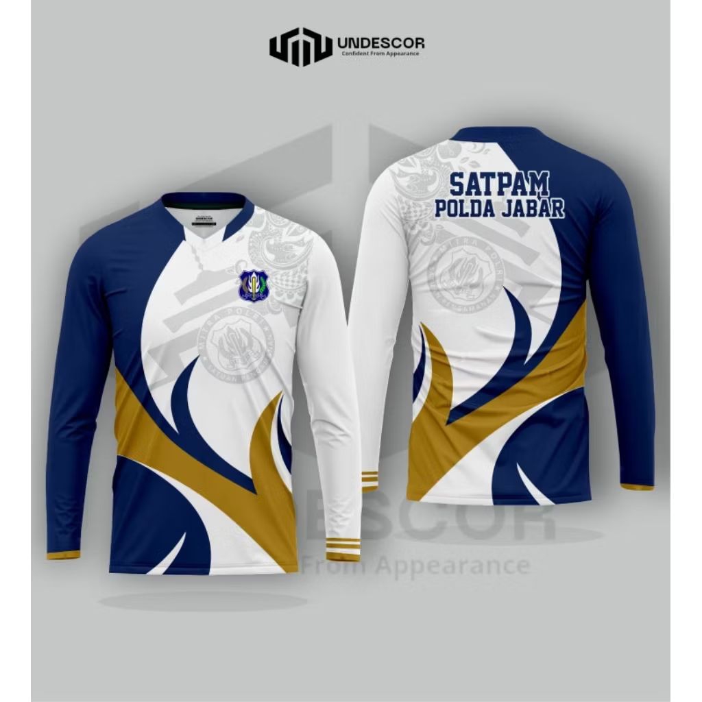 Jersey Satpam Polda Jabar Kaos Olahraga Uniseks Security Guard Pria Wanita Lengan Panjang Full Print