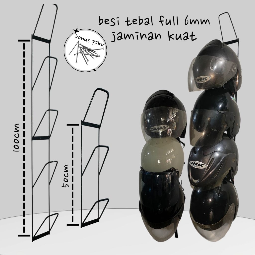 Gantungan Helm Dinding Kokoh Rak Helm Susun, Rak Helm Tempel Dinding