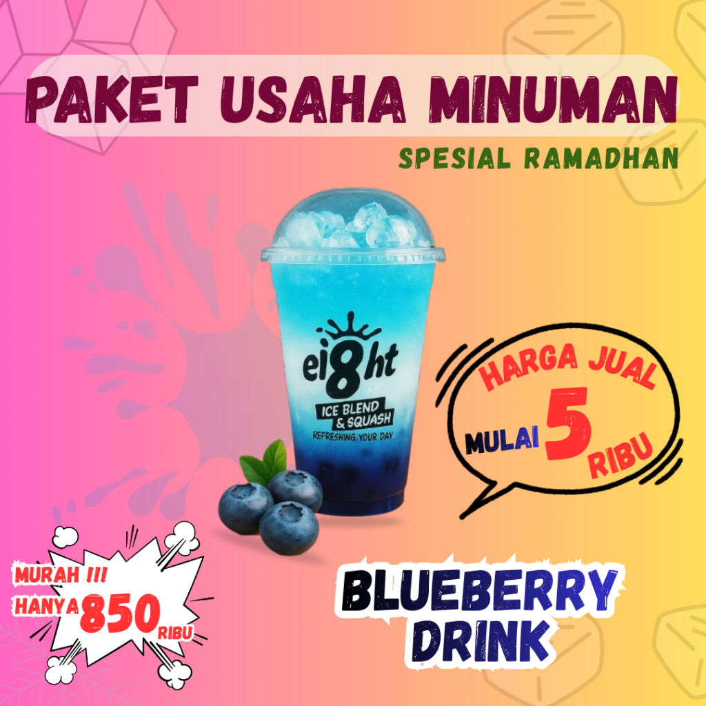 Paket Usaha Minuman Es Teh Blueberry Spesial Ramadhan