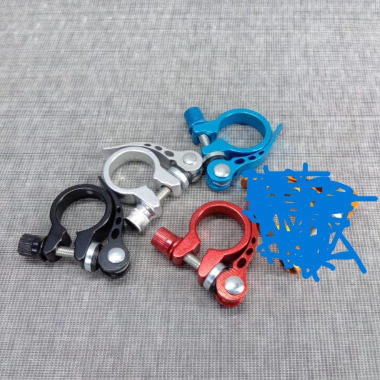 Seatclamp + Quick Release Tiang Sadel Sepeda Diameter 28,6 mm ( Warna Merah Biru Hitam Silver )