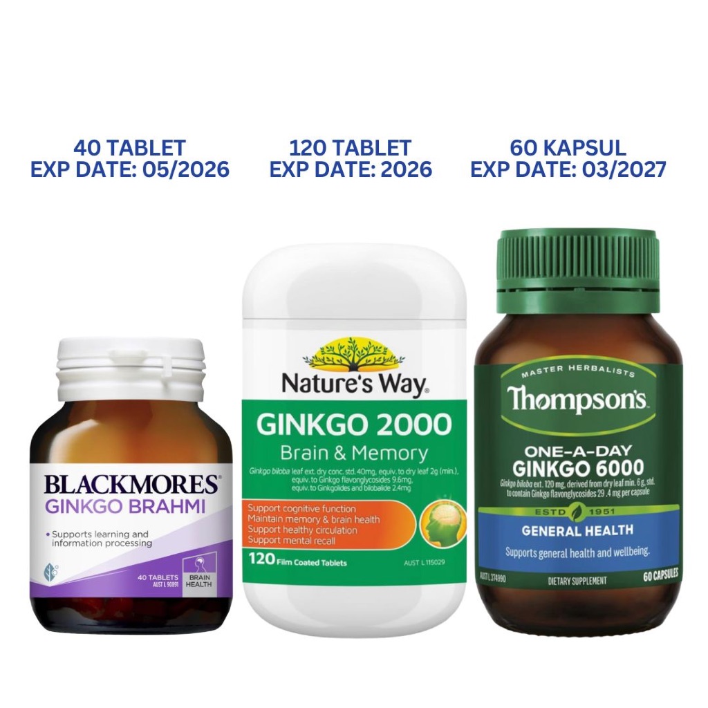 Nature's Way Ginkgo 2000 Brain & Memory / Ginkgo Brahmi / Ginkgo 6000 / Ginkgo Biloba