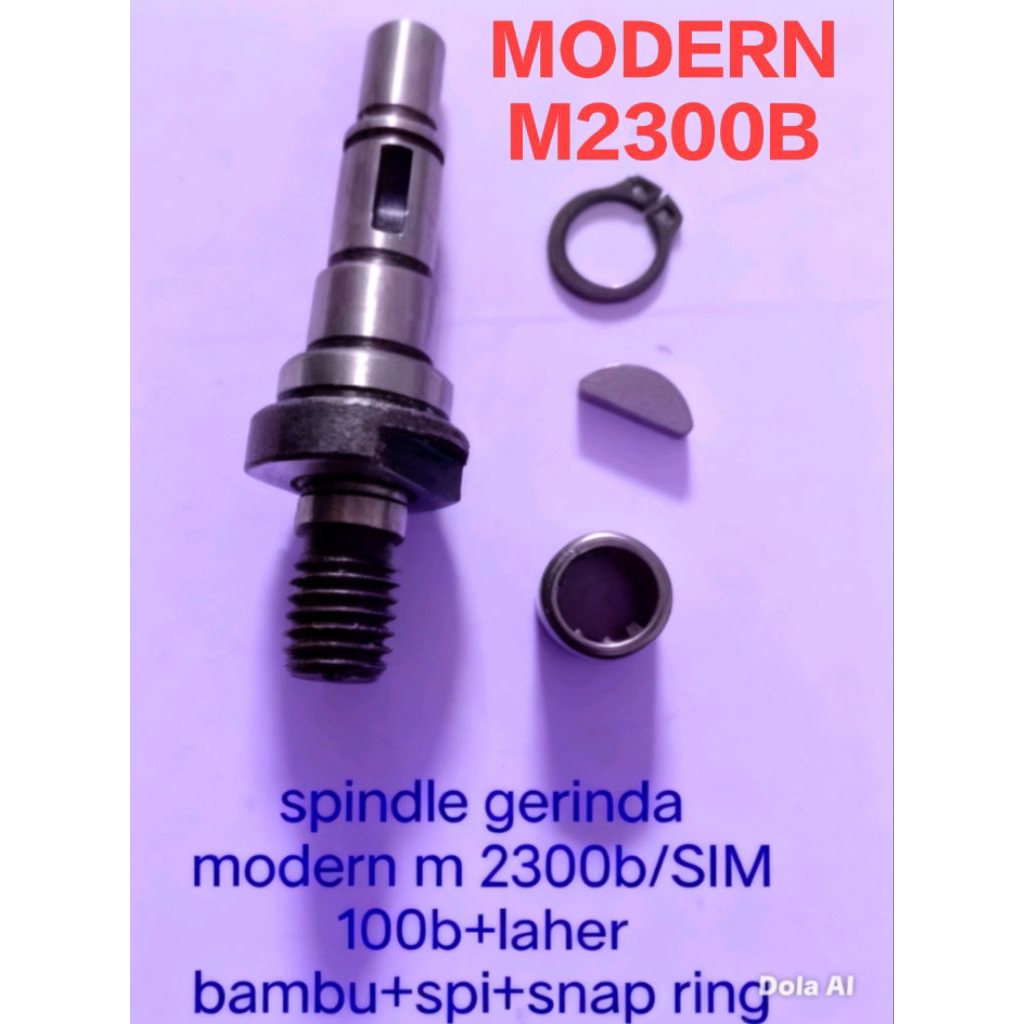 as spindle mesin gerinda modern m 2300b+ bearing bambu+spi+snap ring