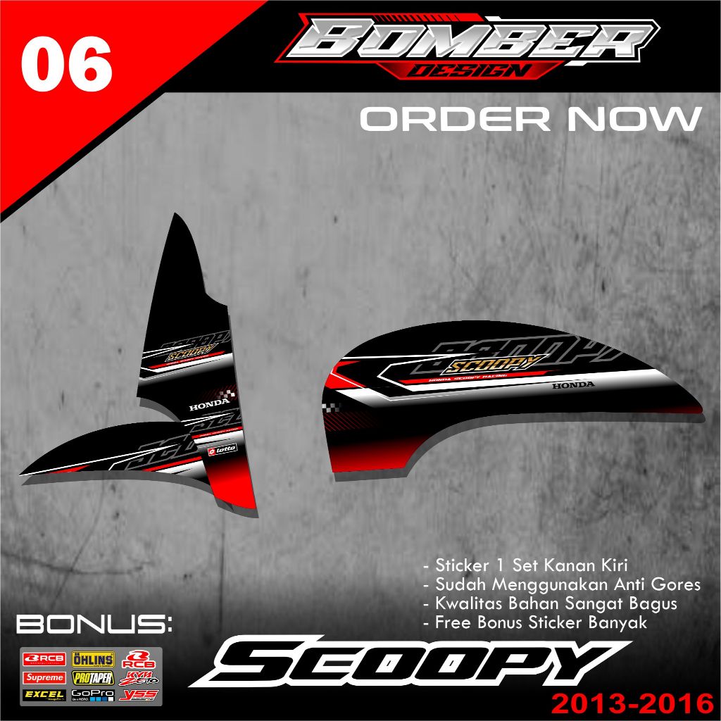 STRIPING VARIASI HONDA SCOOPY 2013 2014 2015 2016 / STICKER LIST VARIASI MOTOR SCOOPY BMB.06