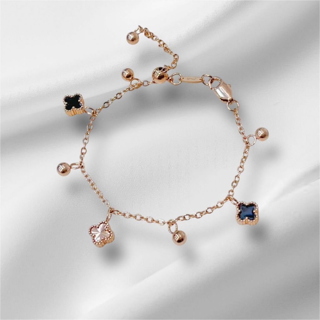 Lobster 750 - Gelang Serut Kait Hitam Mix Shimer Titanium / Gelang Wanita Titanium / Gelang Anti Kar