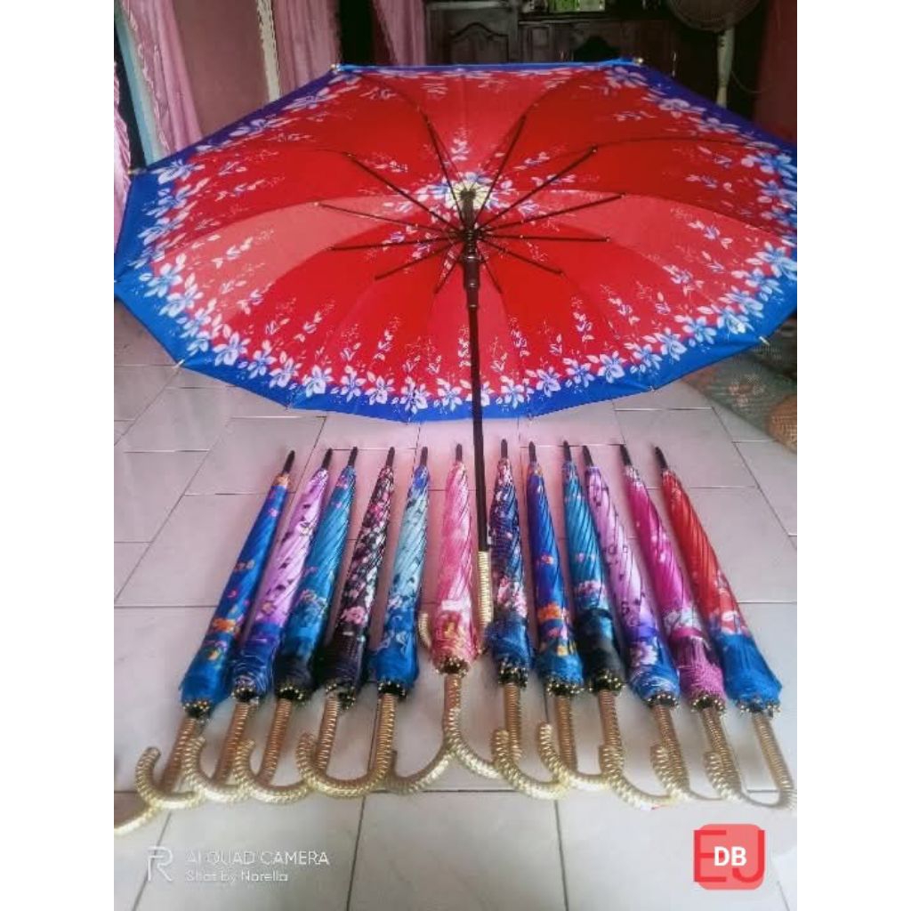 Payung Satin 16jari,payung satin murah, payung satin premium, payung satin motif bunga Murah