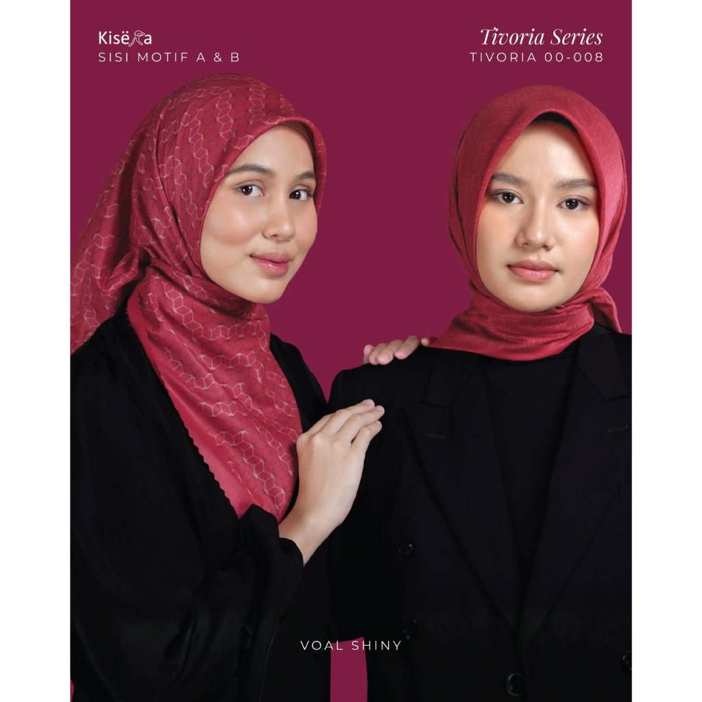 TIVORIA 008 - 30 M | Kerudung Hijab 4 Warna 1 Motif Artificial Texture, Jilbab Praktis Cantik | Voal