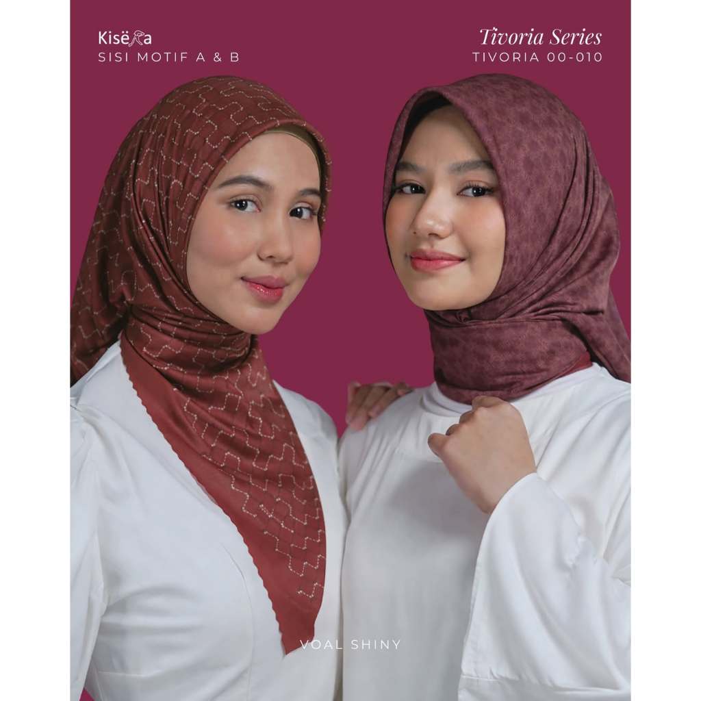 TIVORIA 010 - 32 M | Kerudung Hijab 4 Warna 1 Motif Artificial Texture, Jilbab Praktis Cantik | Voal