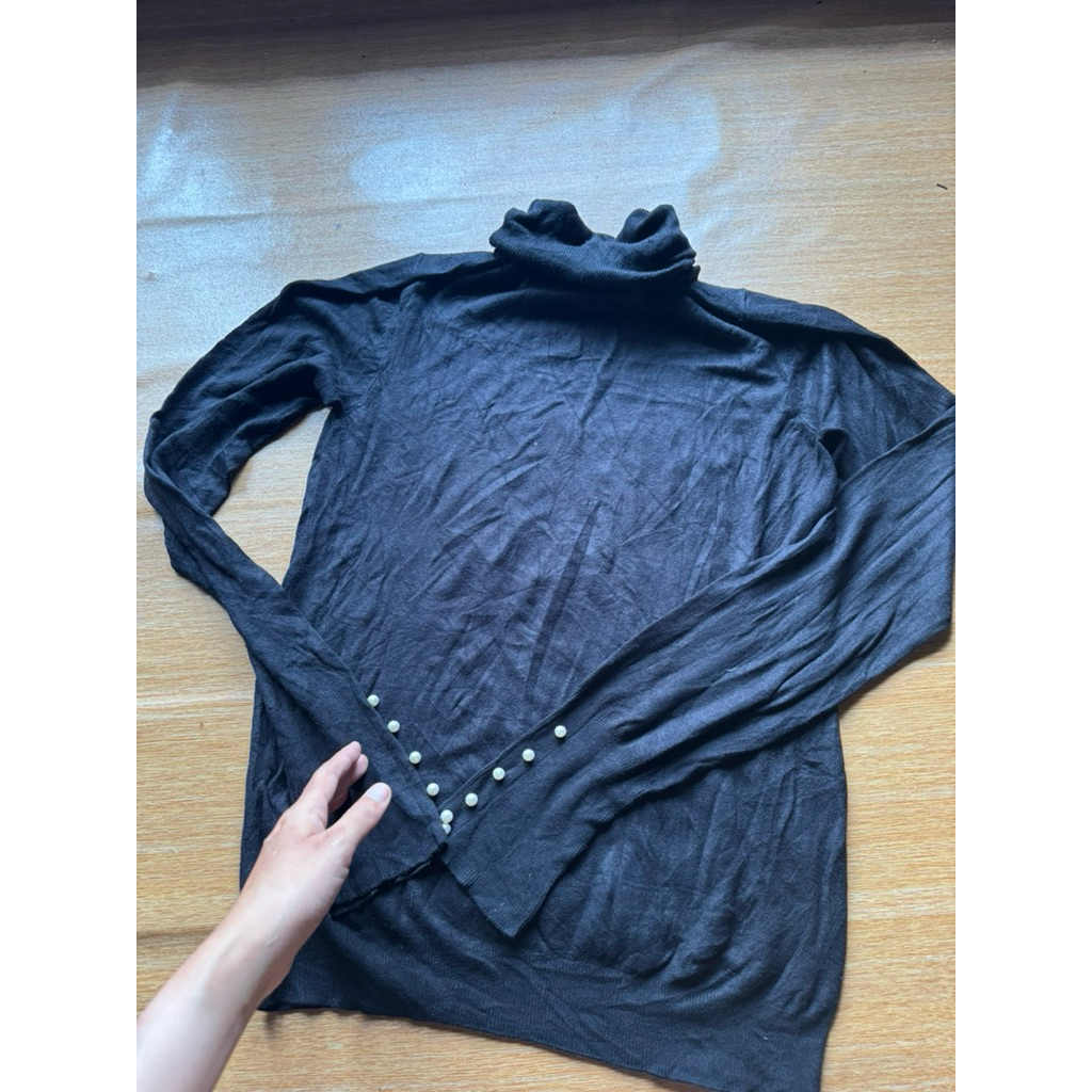 Zara Knit Pearl Button Turtle Neck