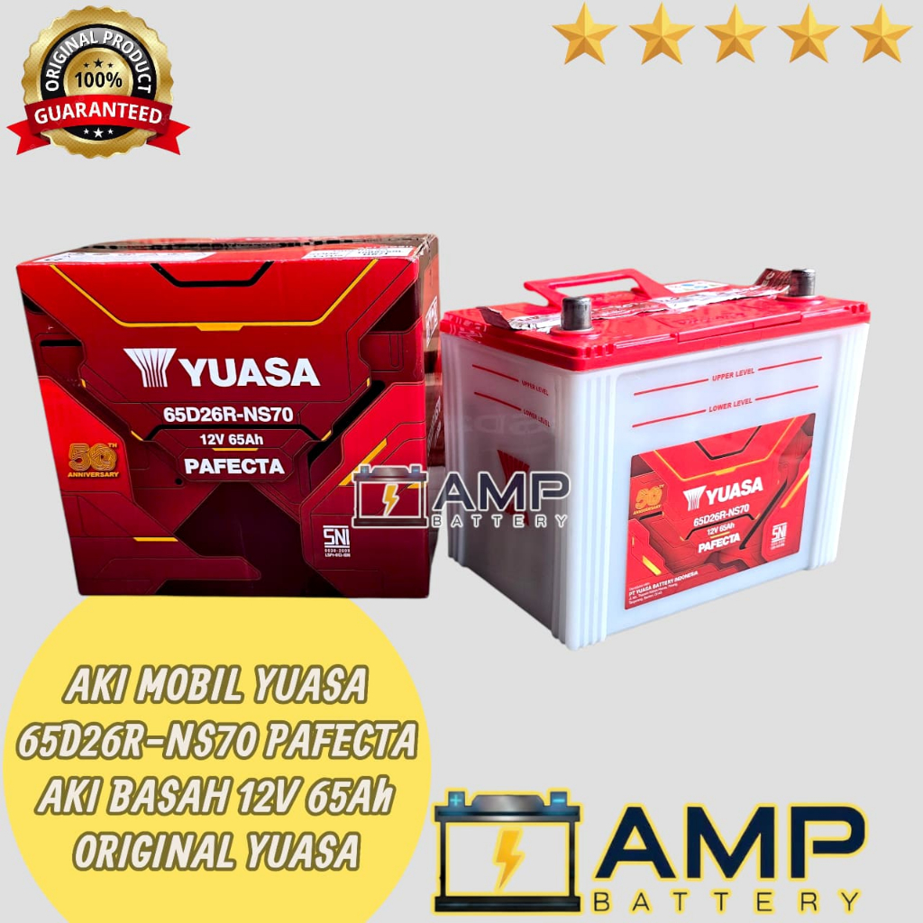 Aki Mobil Mitsubishi kuda, Truk Fuso Truck YUASA NS70 Aki Basah 65Ah ORIGINAL