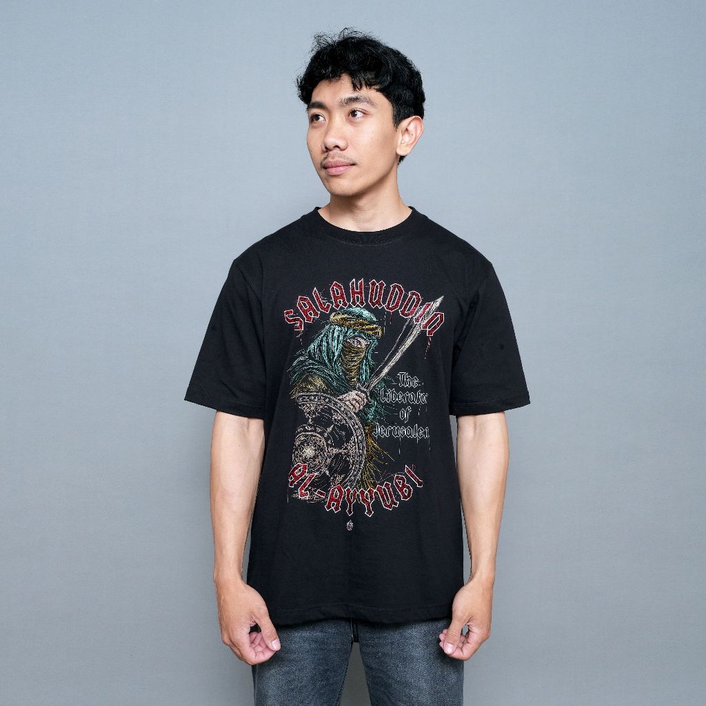Kepswah - Kaos Salahudin Scribble Art - Kaos Dakwah Sahabat Nabi - Cotton Combed 24s Unisex