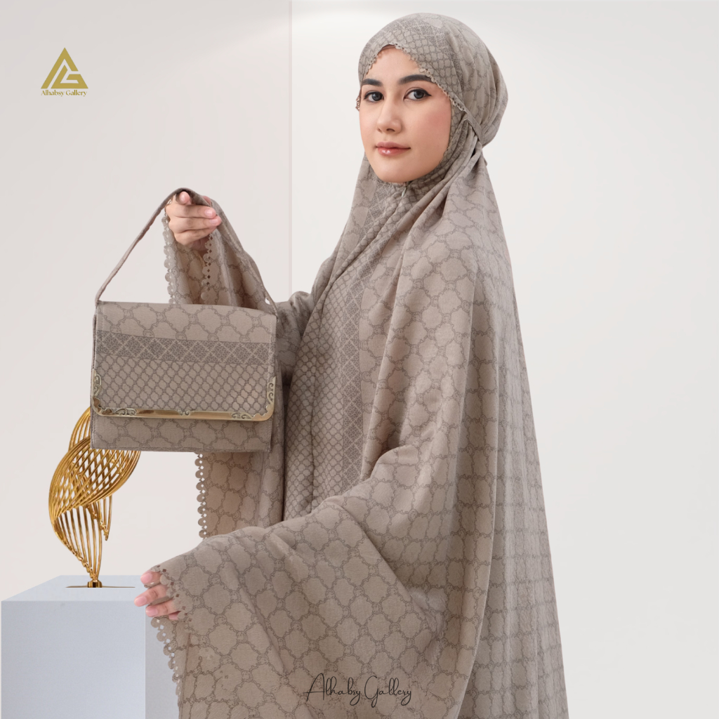 Alhamdulillah - Mukena Dewasa Santorini Silk 2in1 Lasercut Fashlina Series Alhabsy