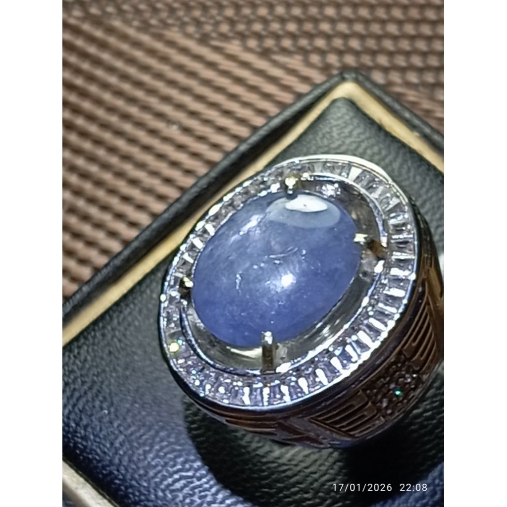 Cincin Mata Batu Natural Blue Sapphire Star Burma (Corundum) Kualitas Srilanka Big Size Jumbo Premiu