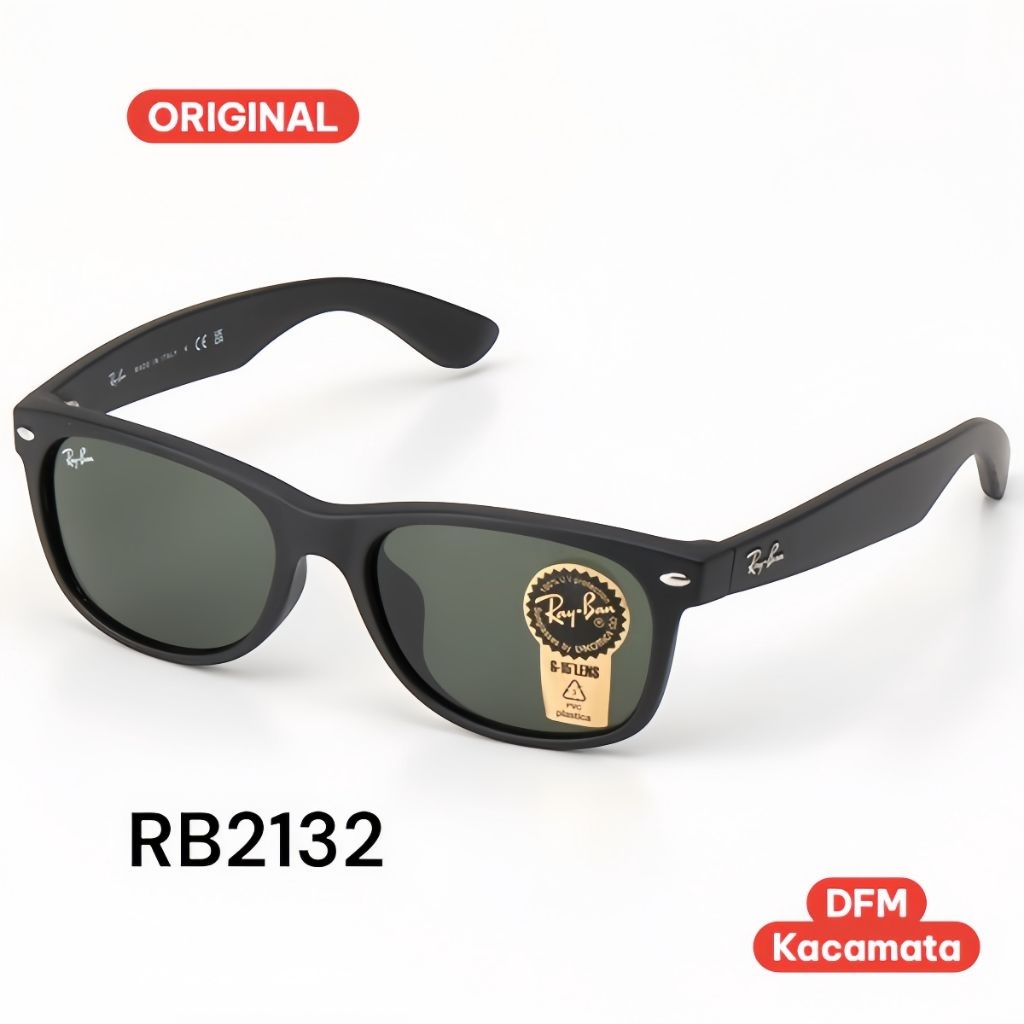 Kacamata Ray-Ban RB2132 New Wayfarer 622/30 Black Lens Mirror  Silver Original