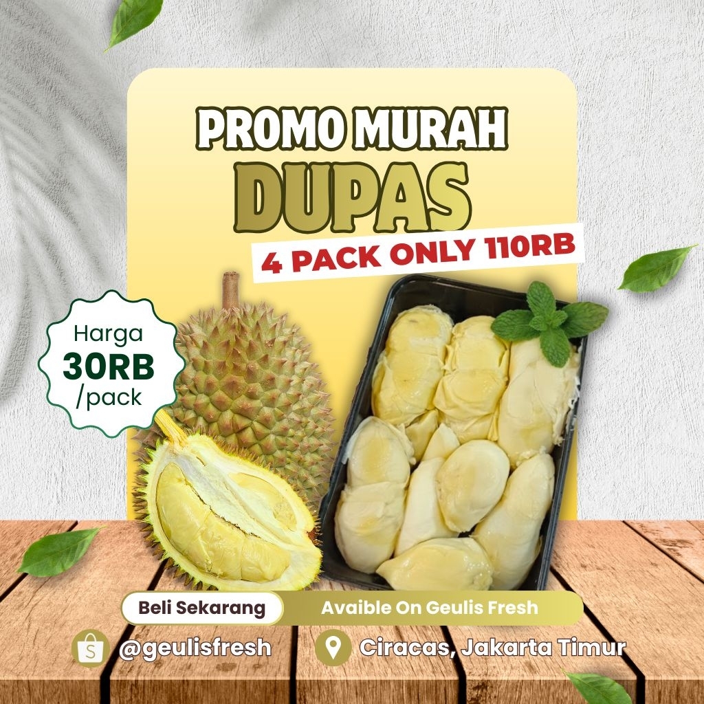 Durian Kupas Medan Lokal ±500gr Duren Premium | Buah Segar Jakarta Timur Geulis Fresh