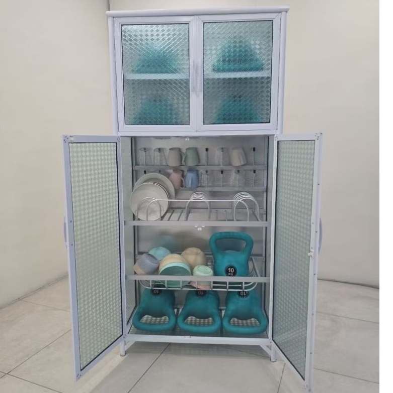 TC ALUMINIUM RAK PIRING 80X38X165 LEMARI RAK PIRING ALUMINIUM 20U SILVER PUTIH