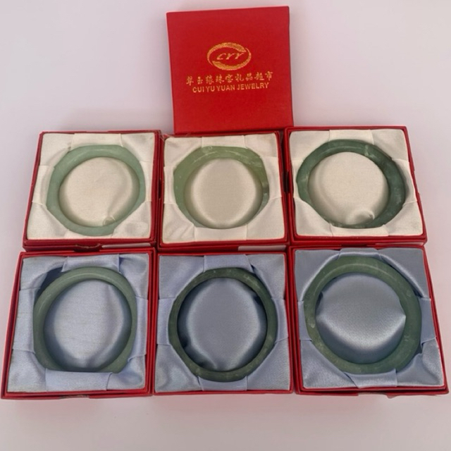 GELANG GIOK HIJAU DAN COKLAT ASLI / BROWN GREEN NATURAL JADE BANGLE / BATU GIOK ASLI