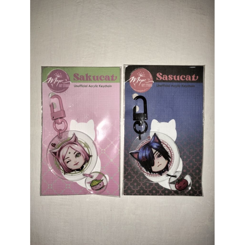 Keychain Naruto Sasuke Sakura Cat Bundling 1 Set SasuSaku Uchiha