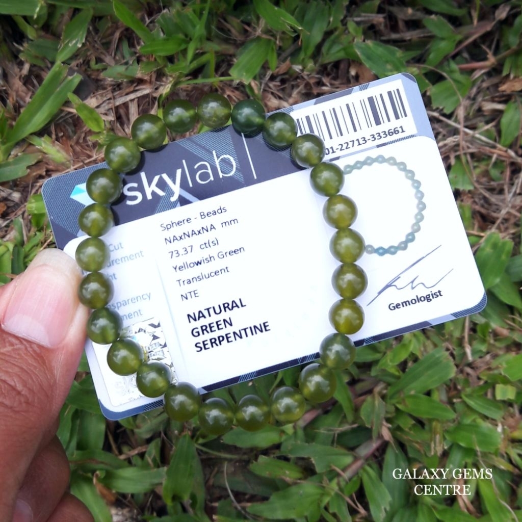 Gelang Permata Batu Green Serpentine Include Certificate Memo