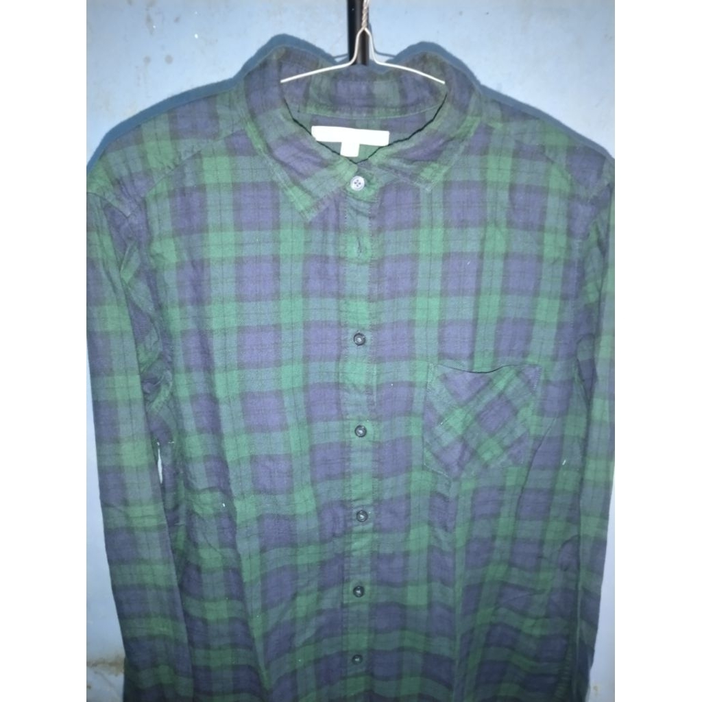 kemeja panel motif kotak-kotak