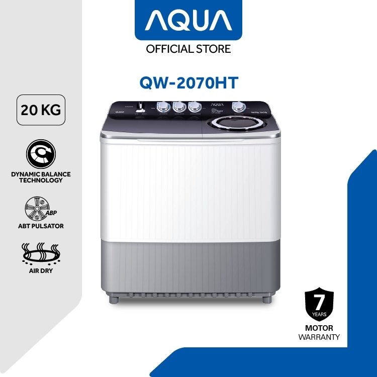Mesin Cuci Aqua QW-2070D / QW-2070HT 2 Tabung 20KG Air Dry