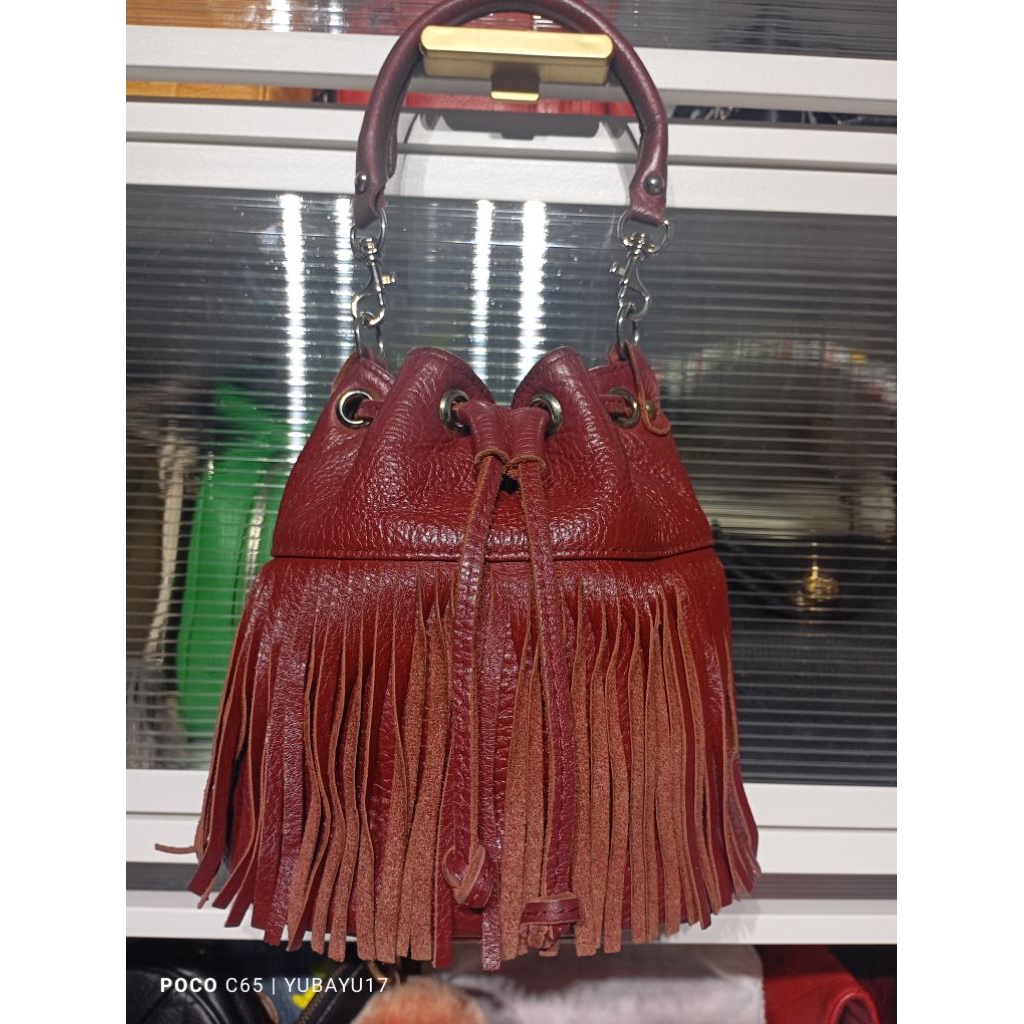 Sling bag top handle serut rumbai whereever you go i Will go with you kulit asli