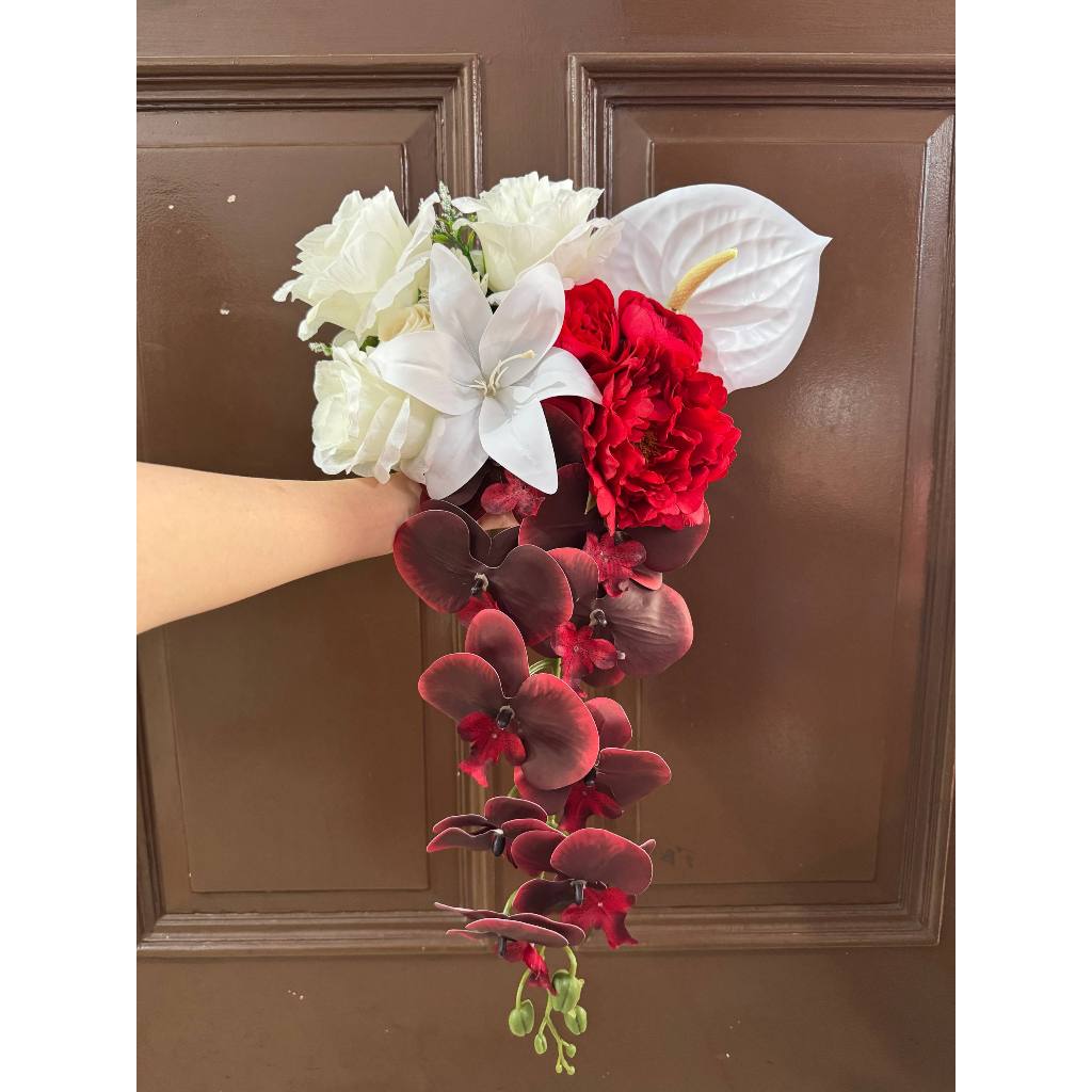 Buket Bunga Artificial Anggrek Pengantin Wisuda- JAKARTA Wedding Classic Lily Rose - Buket Bunga Per