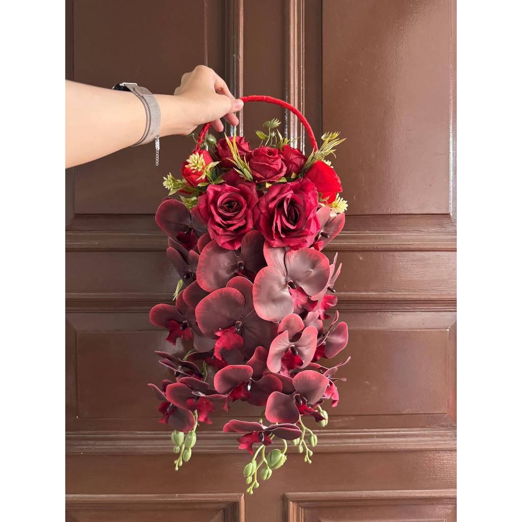 Wedding Handbouquet Juntai Casade Buket Bunga Pernikahan Artificial - Buket Pengantin Anggrek - Buke