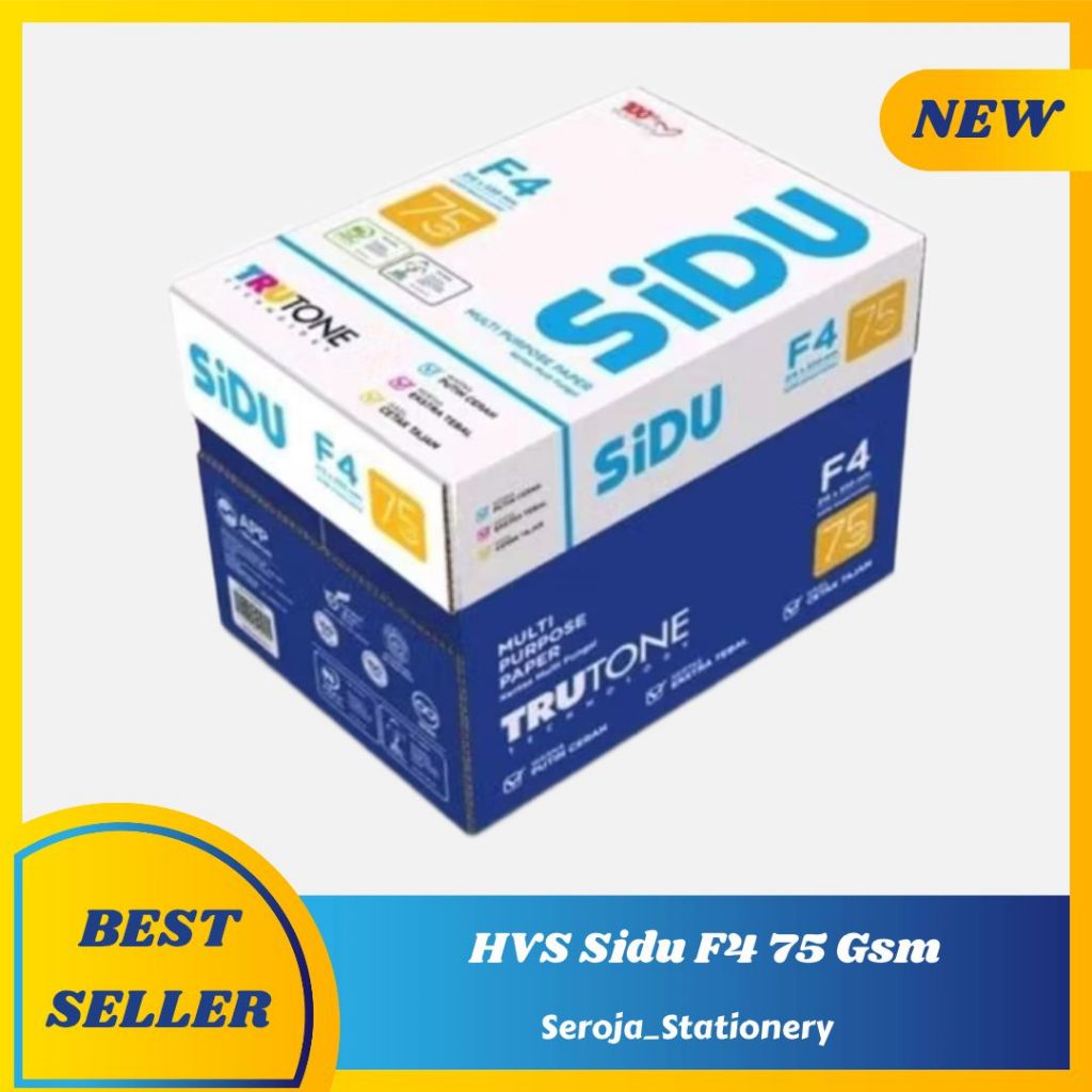 Kertas HVS F4 75 GSM SIDU 1 Box / 5 Rim