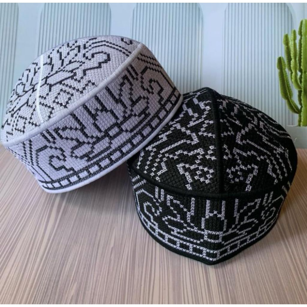Peci Pakistan full Bordir | Kopiah Hitam Songkok Premium Motif Pakistan