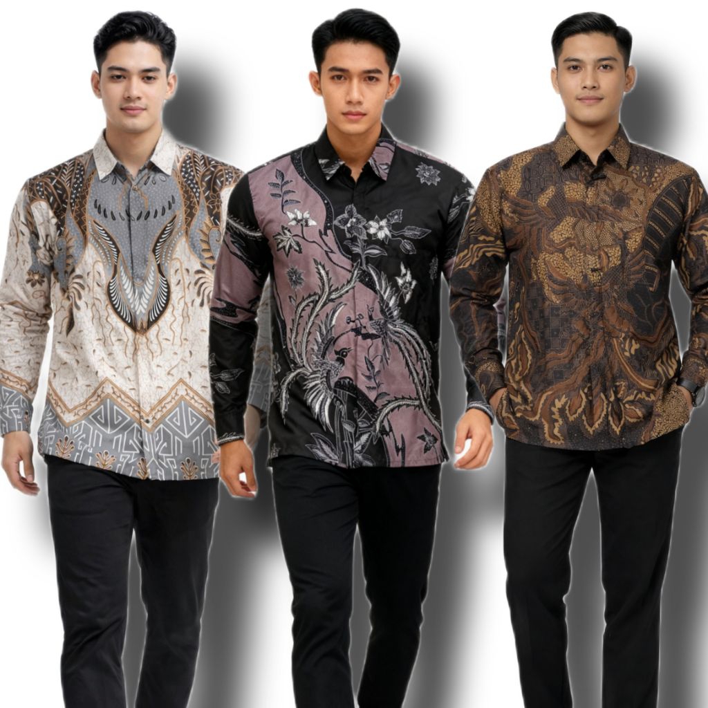 Pangeran Batik New Arrival Poly Katun Halus Kemeja Batik Pria Lengan Panjang Klasik Batik Laki-laki 